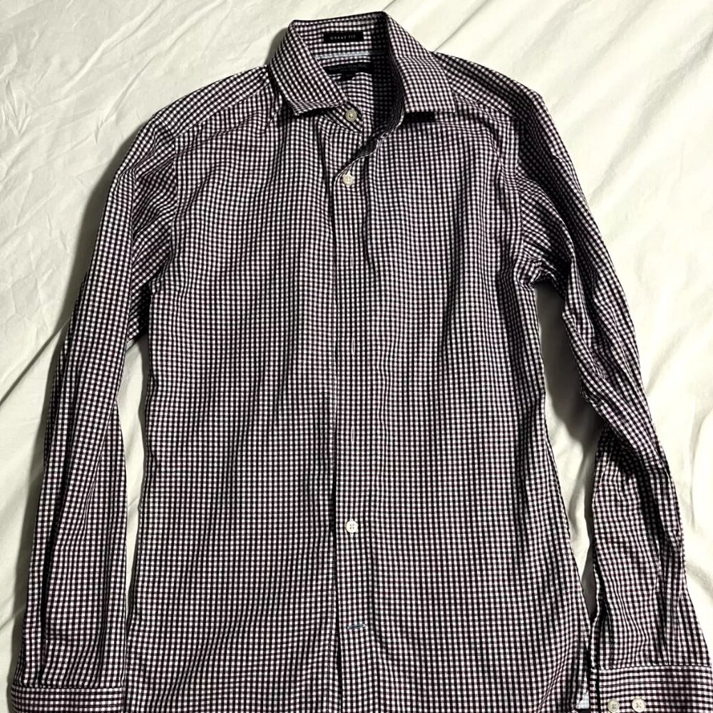 Banana Republic Non-Iron Slim Fit Button Down Shirt - XS (Pink, Black, White)